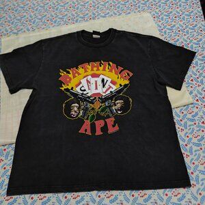 Bape x Saint Michael Guns Tee Distressed Short-Sleeve T-Shirt